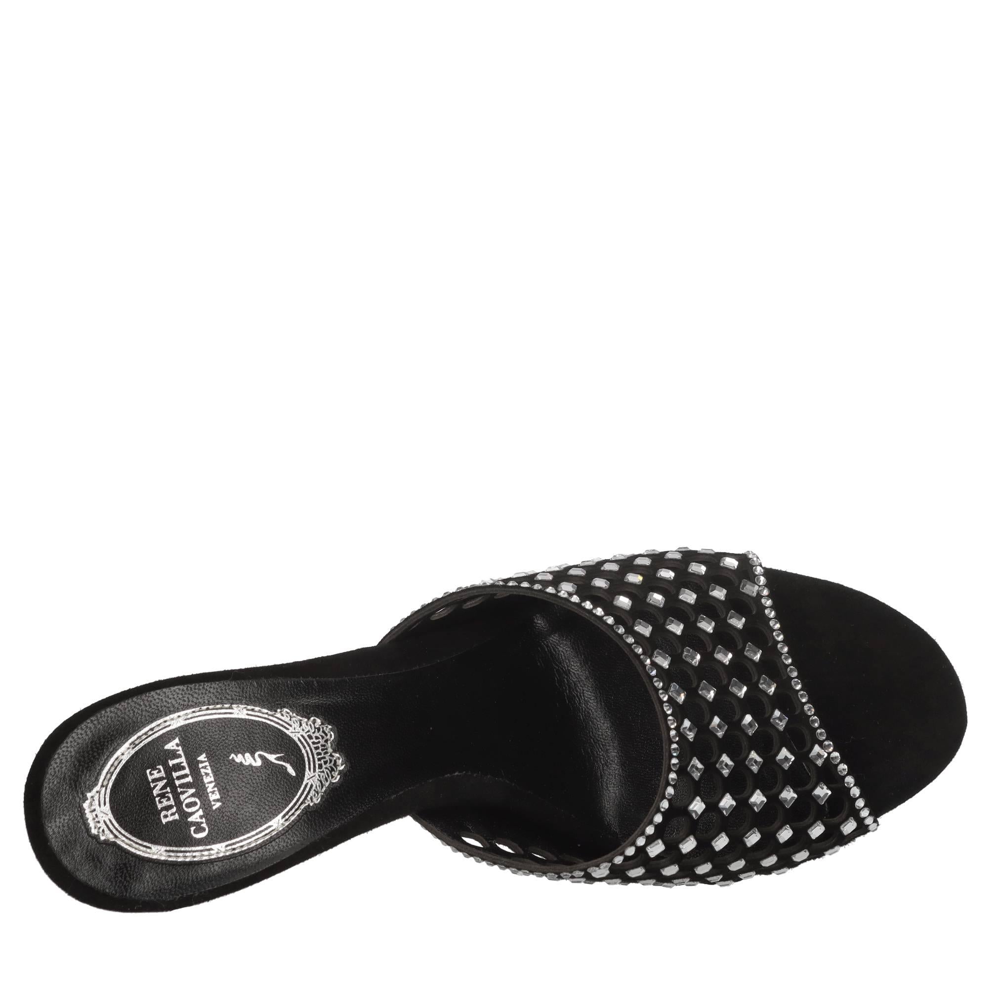 Mules Ginger in camoscio e strass 