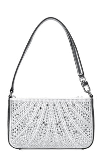 Borsa in ecopelle tessuto e strass 