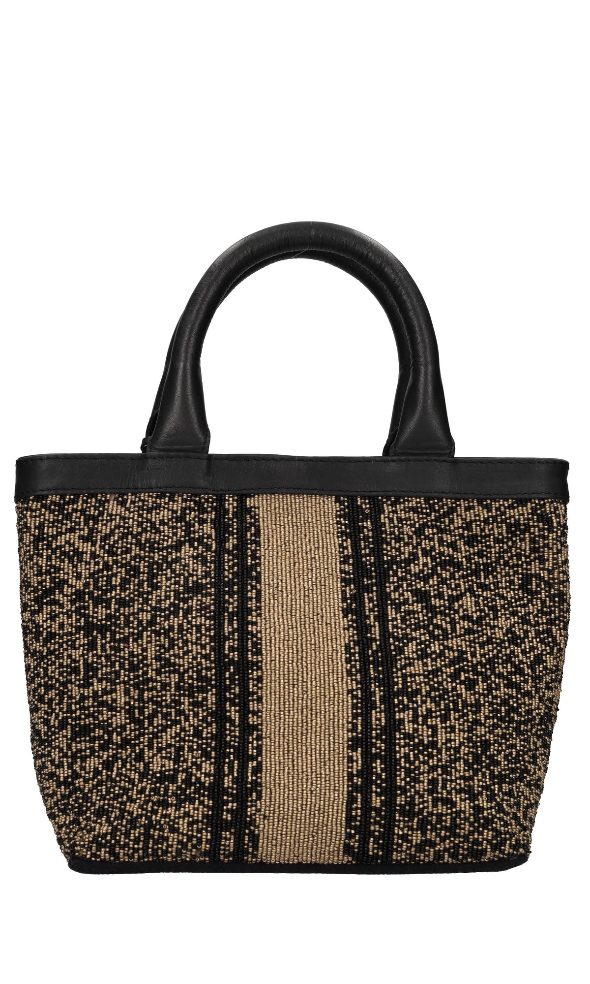 Borsa Mykonos in pelle e perline 