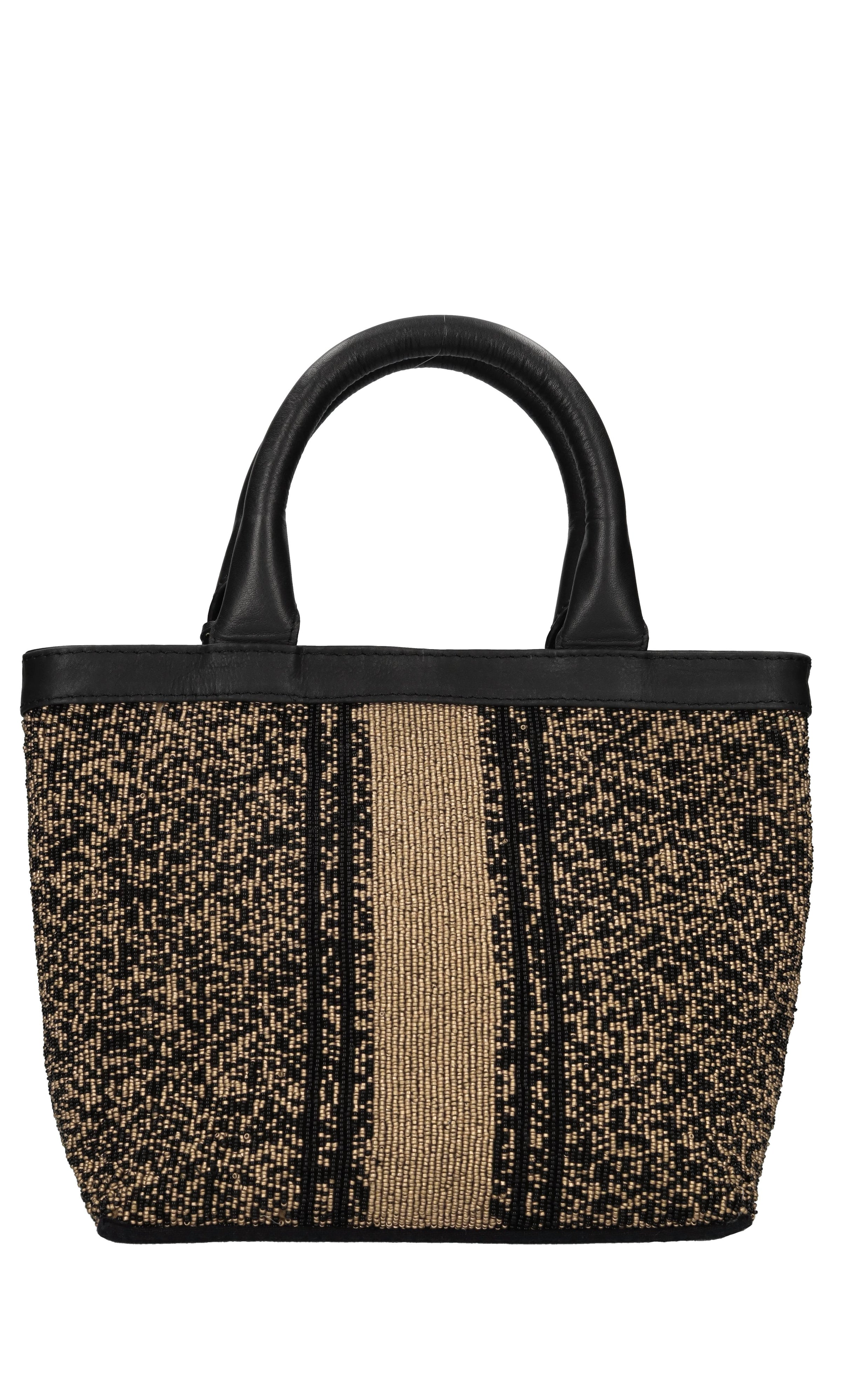 Borsa Mykonos in pelle e perline 