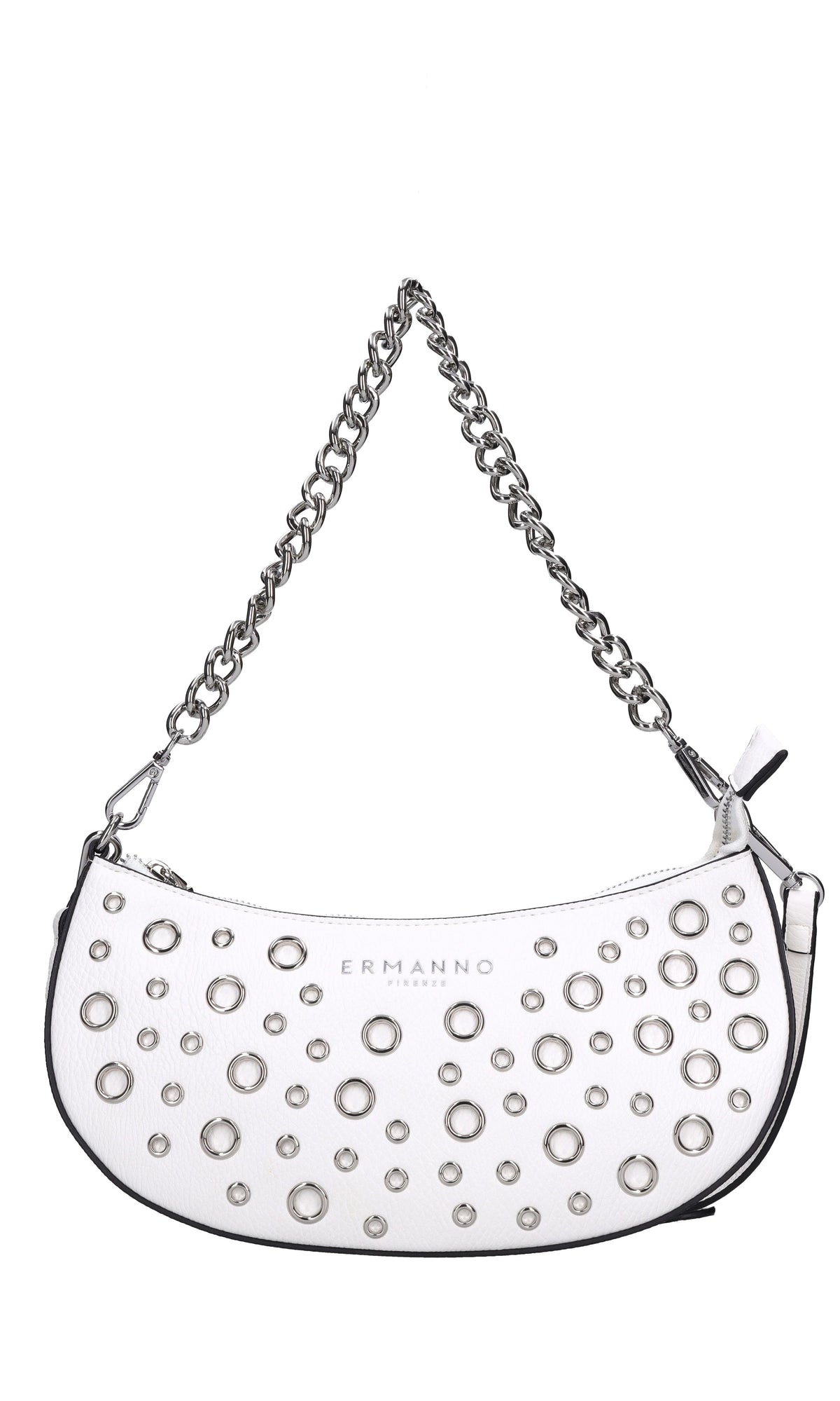 Borsa in ecopelle con occhielli argento 