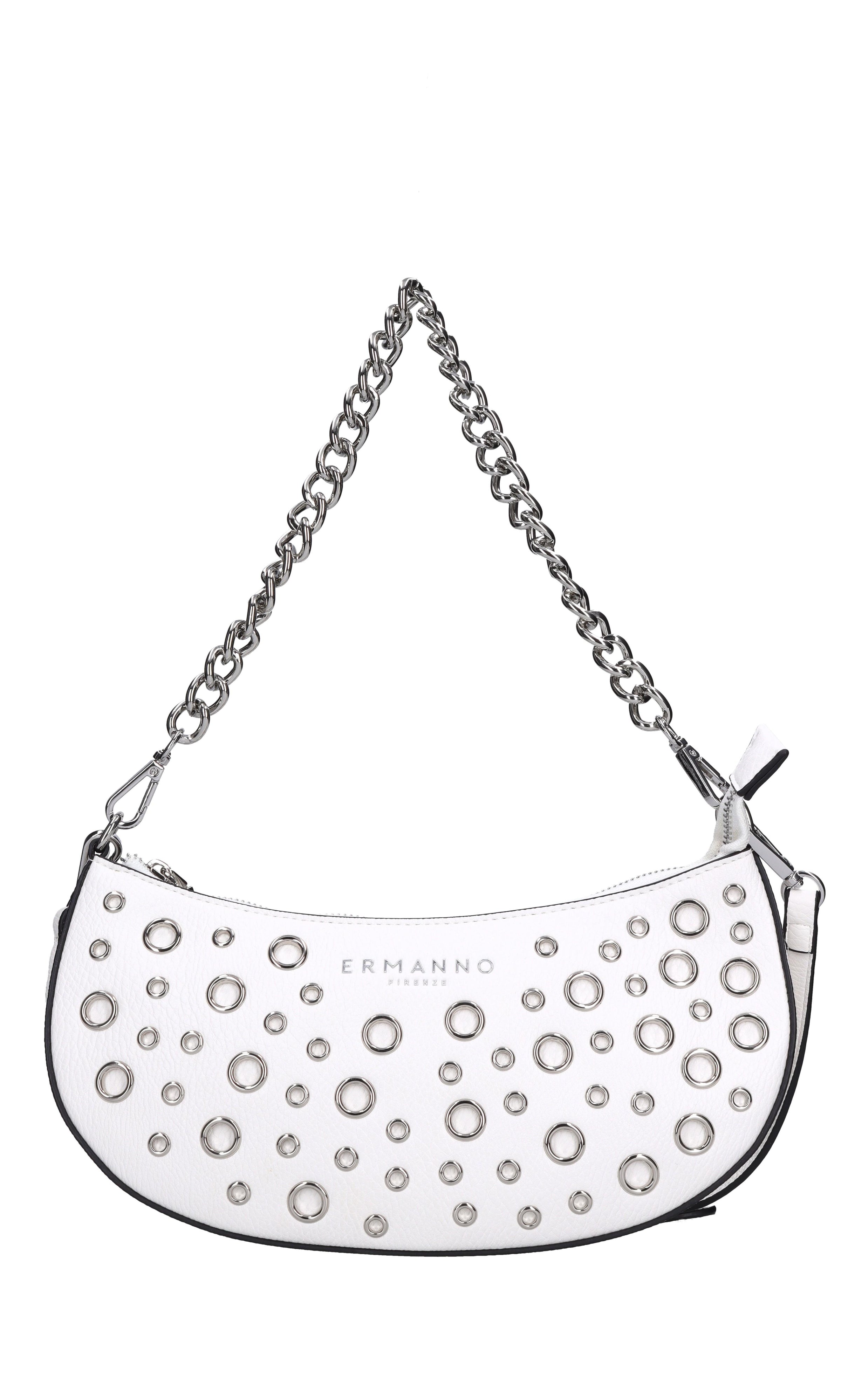 Borsa in ecopelle con occhielli argento 