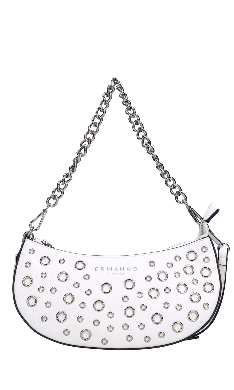 Borsa in ecopelle con occhielli argento 