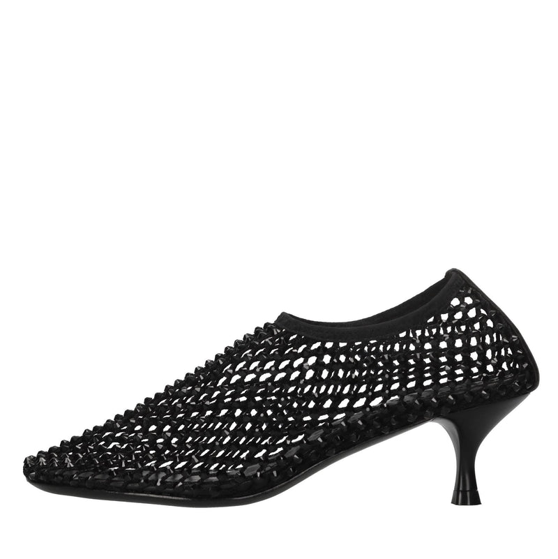 Décolleté Connie in pelle tessuto e strass 