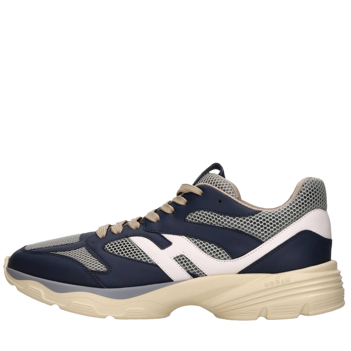 Sneakers in pelle e tessuto 