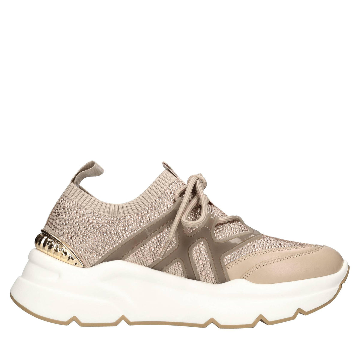 Sneakers in pelle e tessuto 