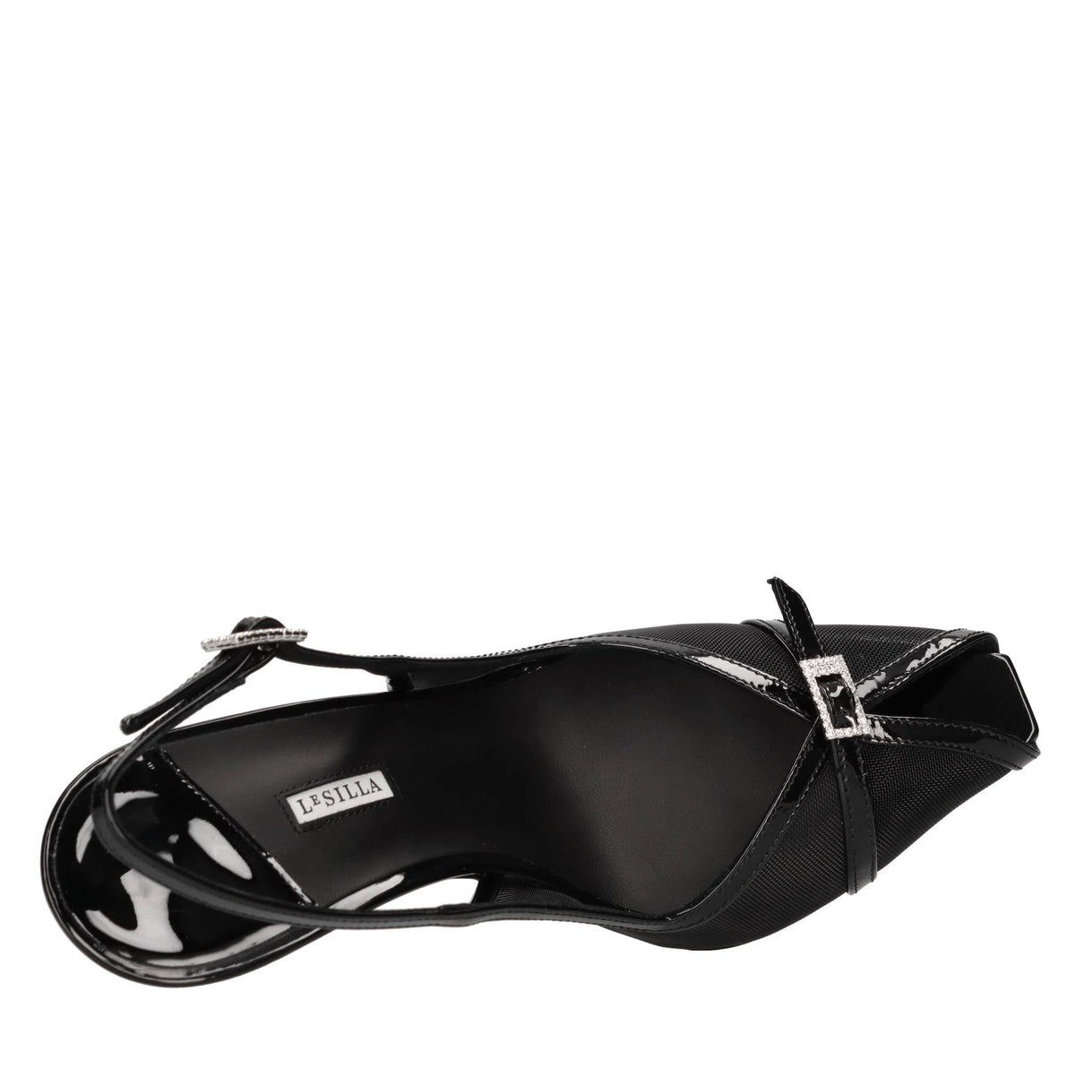 Sandali slingback modello VITTORIA in pelle e tessuto 