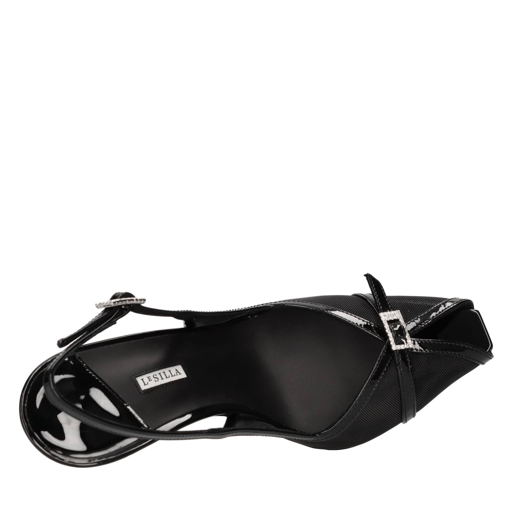 Sandali slingback modello VITTORIA in pelle e tessuto 
