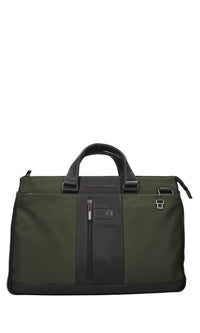 Borsa portadocumenti espandibile in tessuto e pelle 