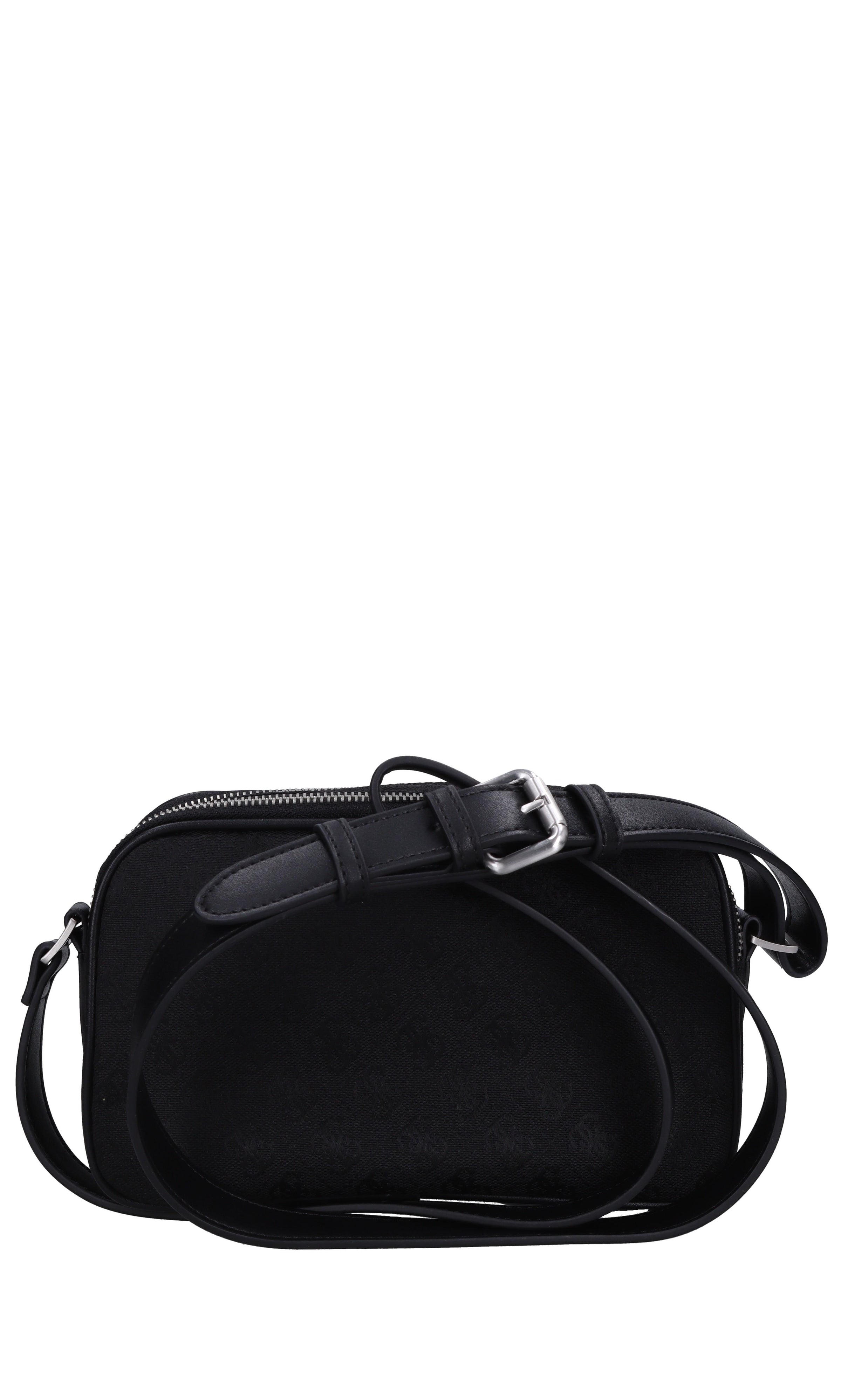Borsa in tessuto con inserti in ecopelle 