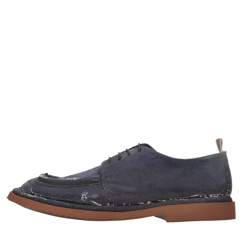 Stringate in pelle e tessuto 