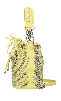 Borsa in ecopelle con borchie e strass 