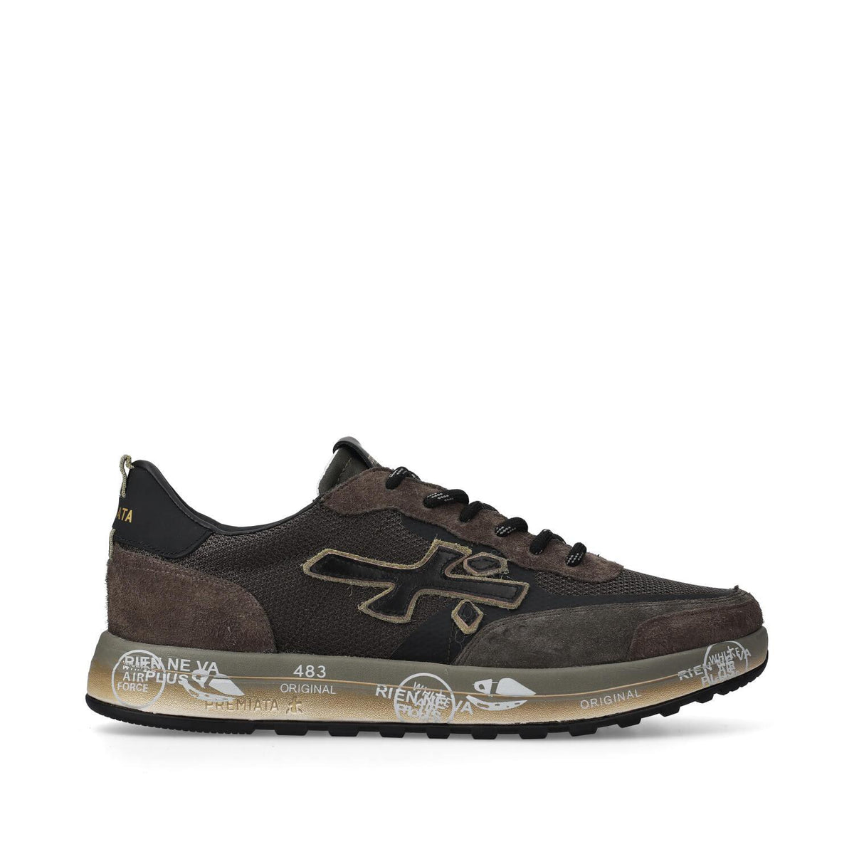 Sneakers in camoscio tessuto ed ecopelle 