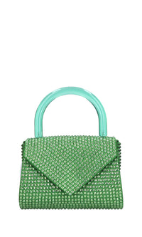 Borsa mini Cookie in raso e strass 