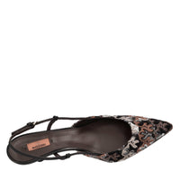 Décolleté slingback Fiona in pelle e tessuto 