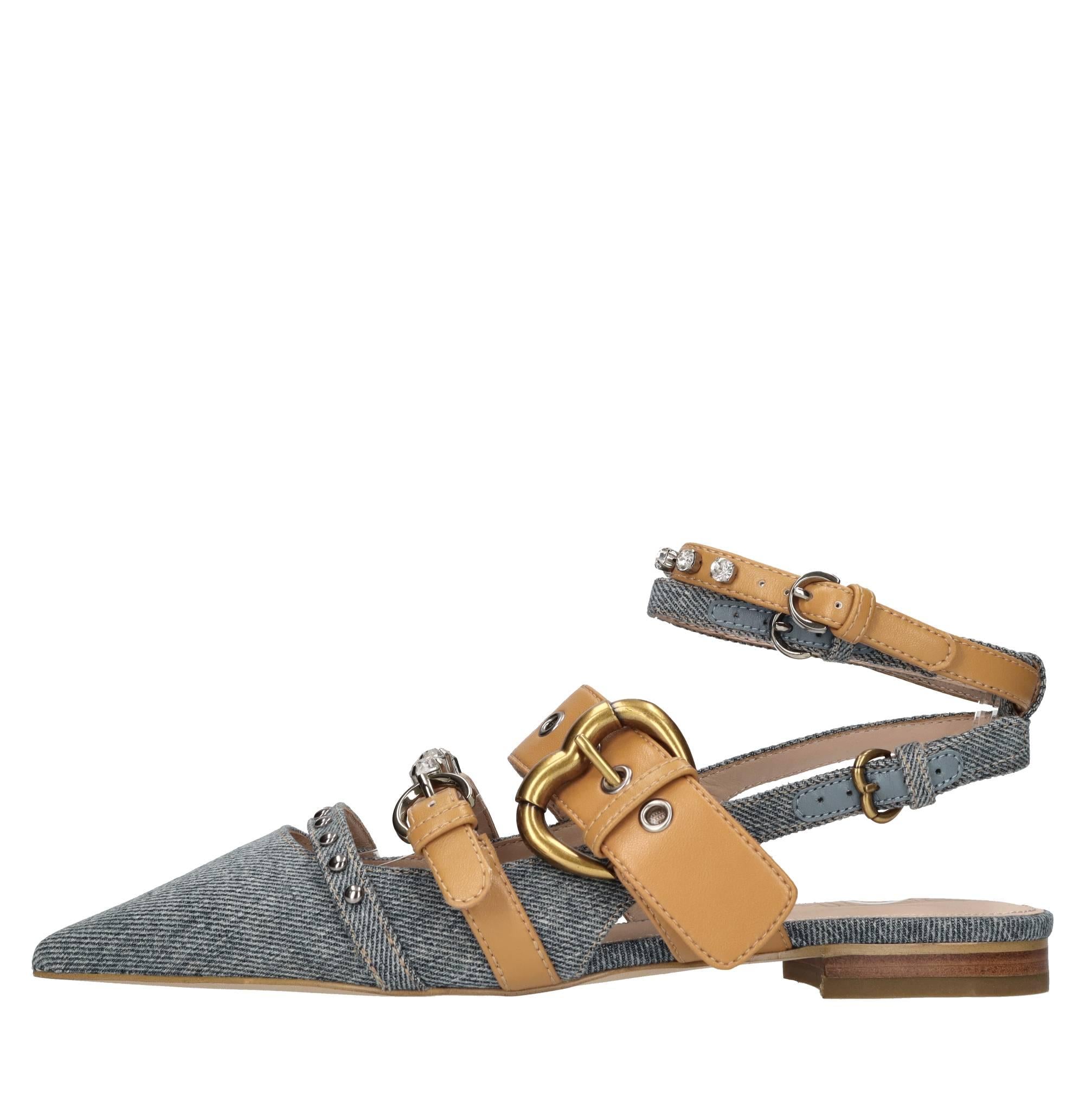 Ballerine slingback in denim ed ecopelle 