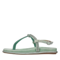 Sandali flat infradito in camoscio e strass 