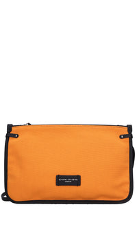 Borsa in pelle e tessuto 