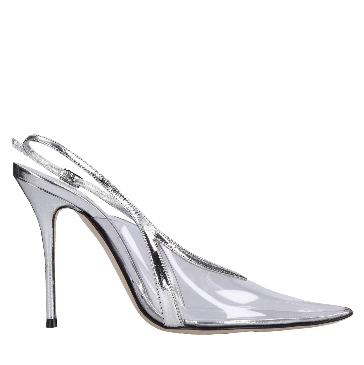 Décolleté slingback in pelle e plexi 