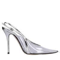 Décolleté slingback in pelle e plexi 