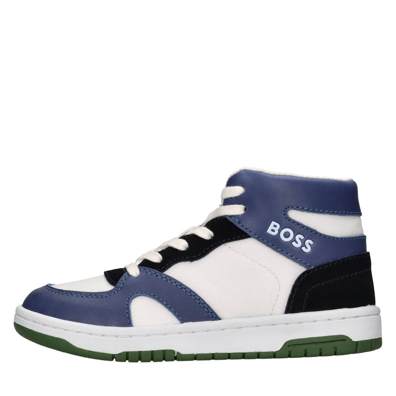 Sneakers in pelle e tessuto 