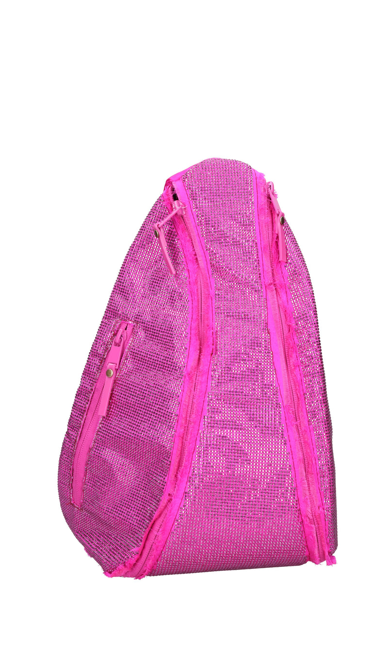 Zaino monospalla in tessuto e strass 