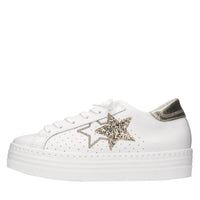 Sneakers in pelle e glitter 