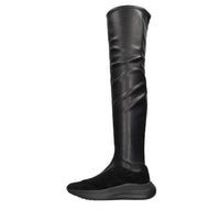 Stivali sneakers cuissard in camoscio ed ecopelle stretch 