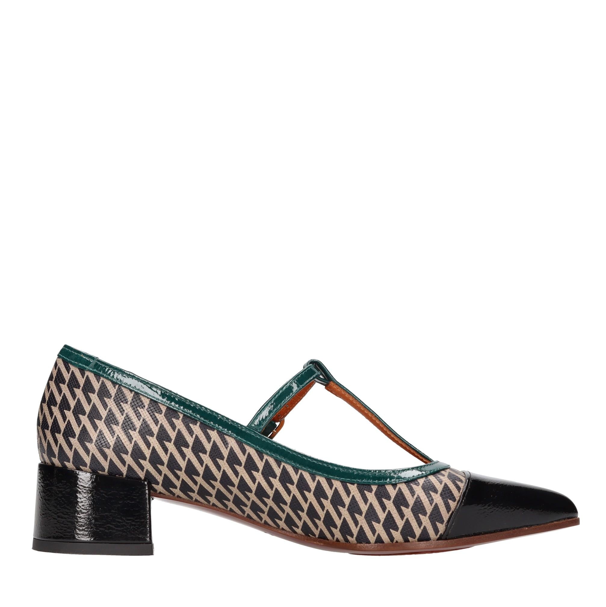 Décolleté modello JENU in pelle con motivo geometrico 