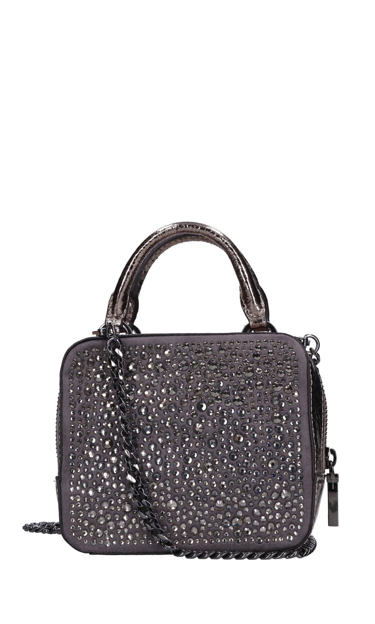 Borsa mini in ecopelle e strass 