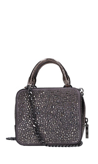Borsa mini in ecopelle e strass 
