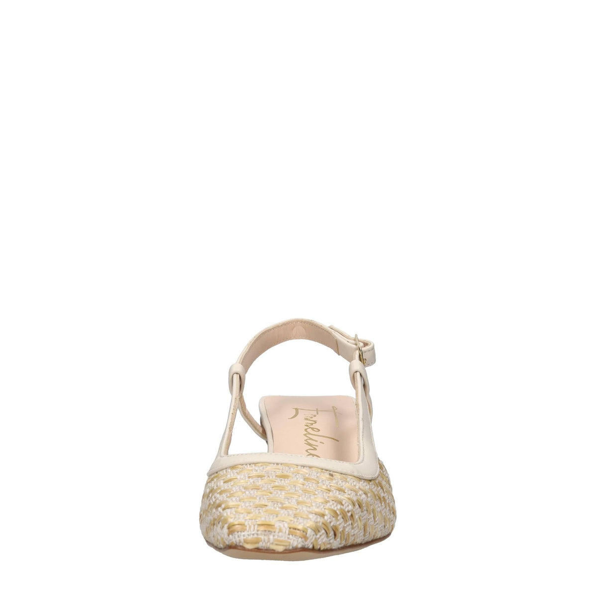 Décolleté slingback in rafia e pelle 
