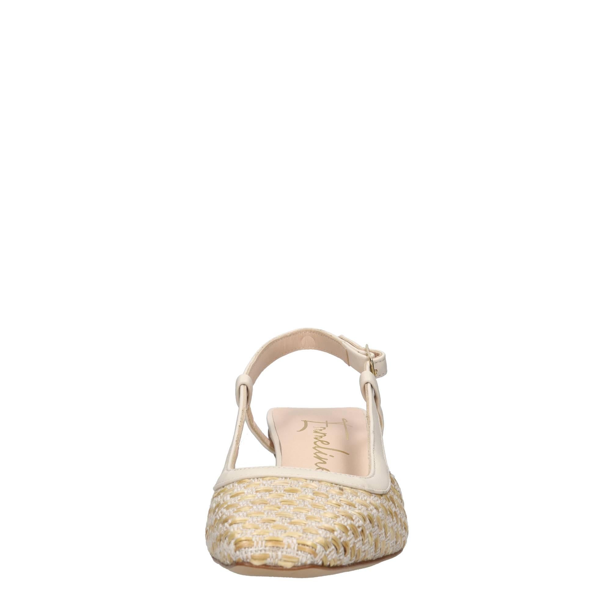 Décolleté slingback in rafia e pelle 