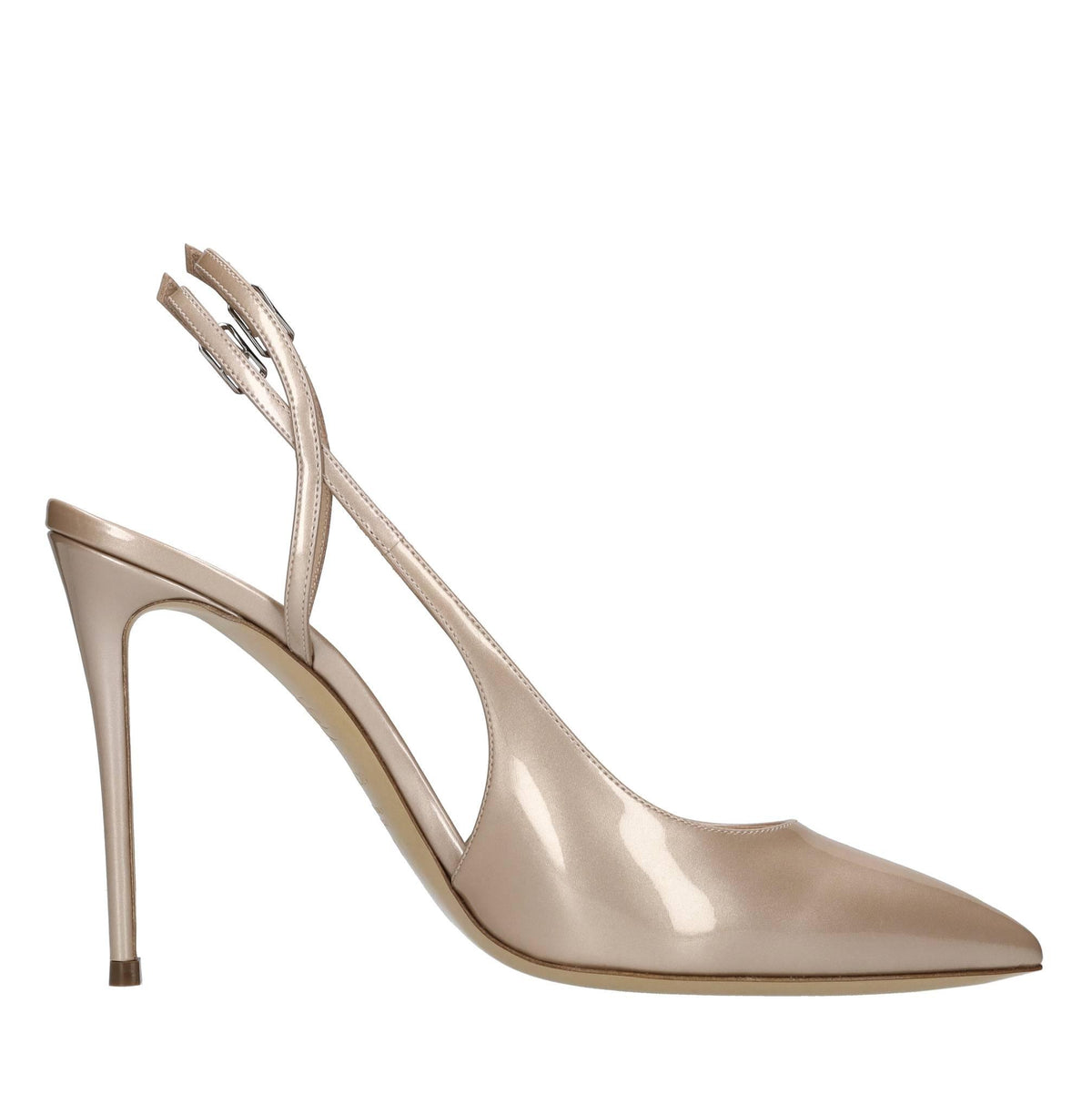 Décolleté slingback Julia Samurai Double Belts in pelle verniciata 