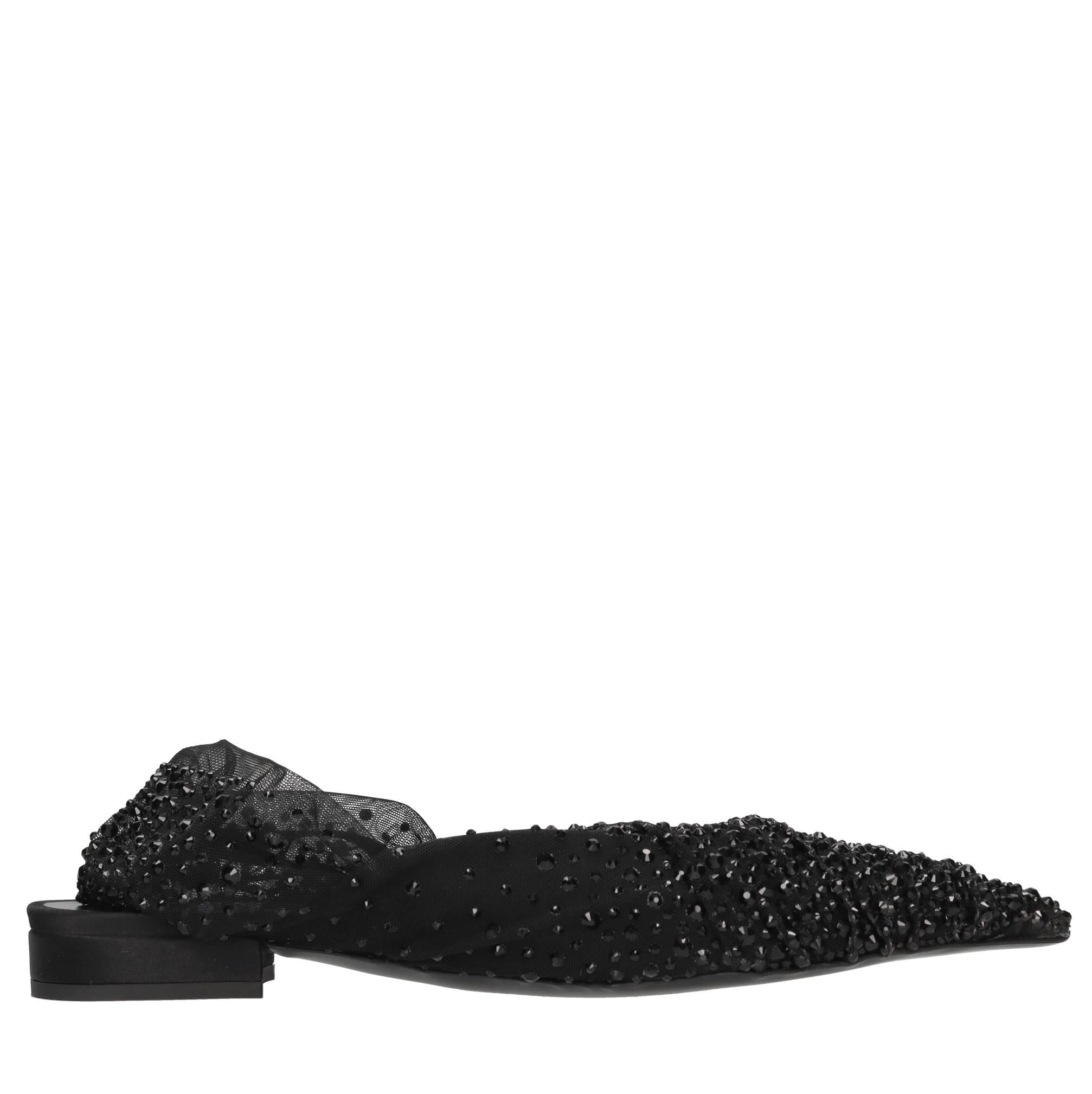 Ballerine slingback in tulle e strass 