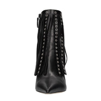 Tronchetti Superblade in pelle con borchie forate color argento 