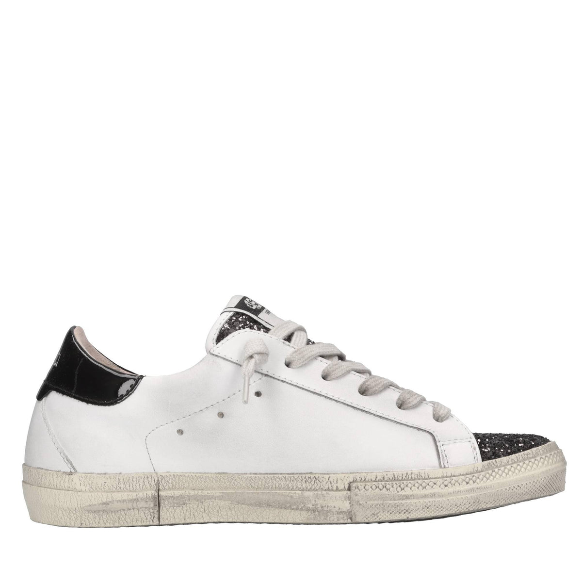 Sneakers in pelle e glitter 