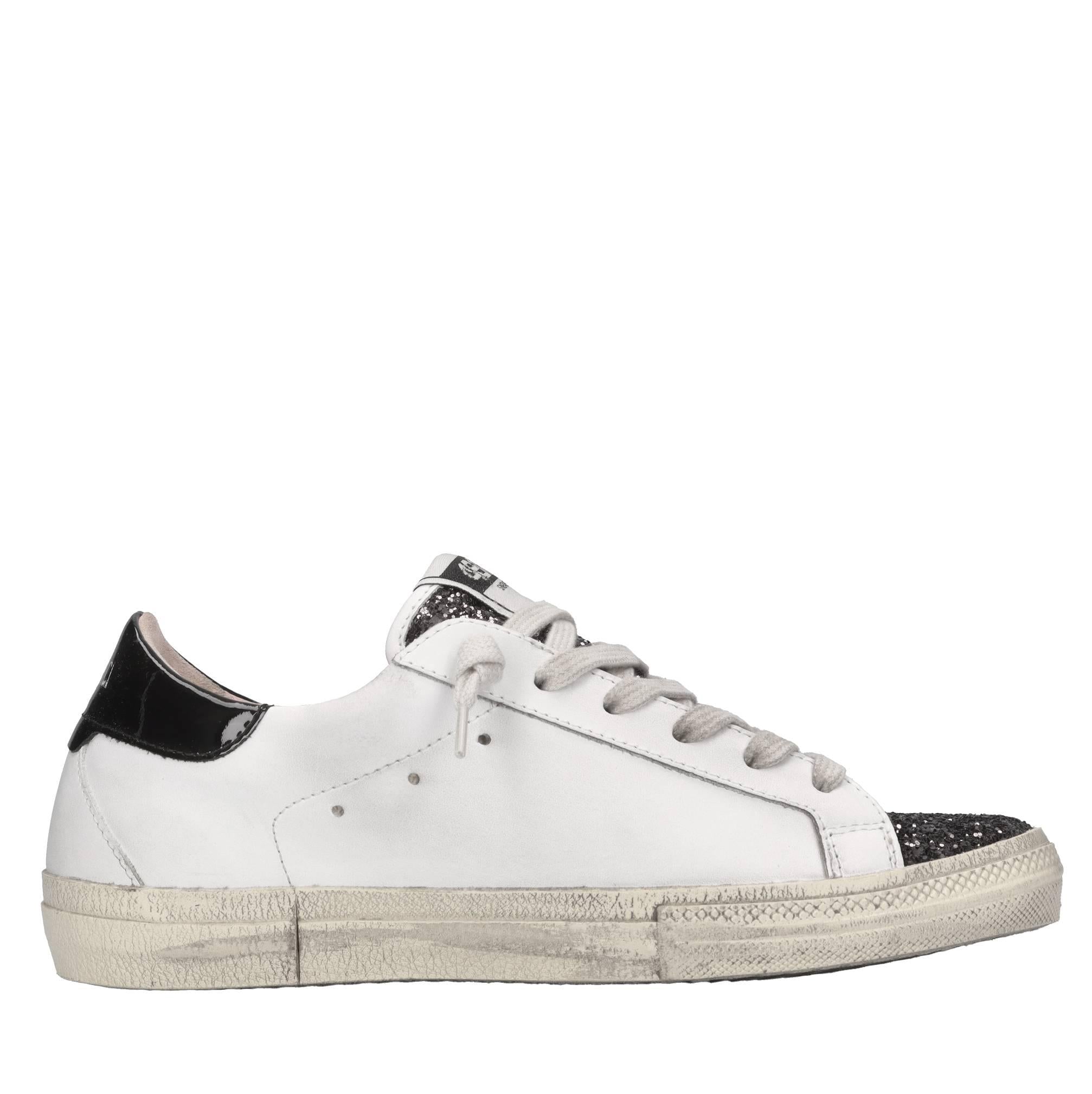 Sneakers in pelle e glitter 
