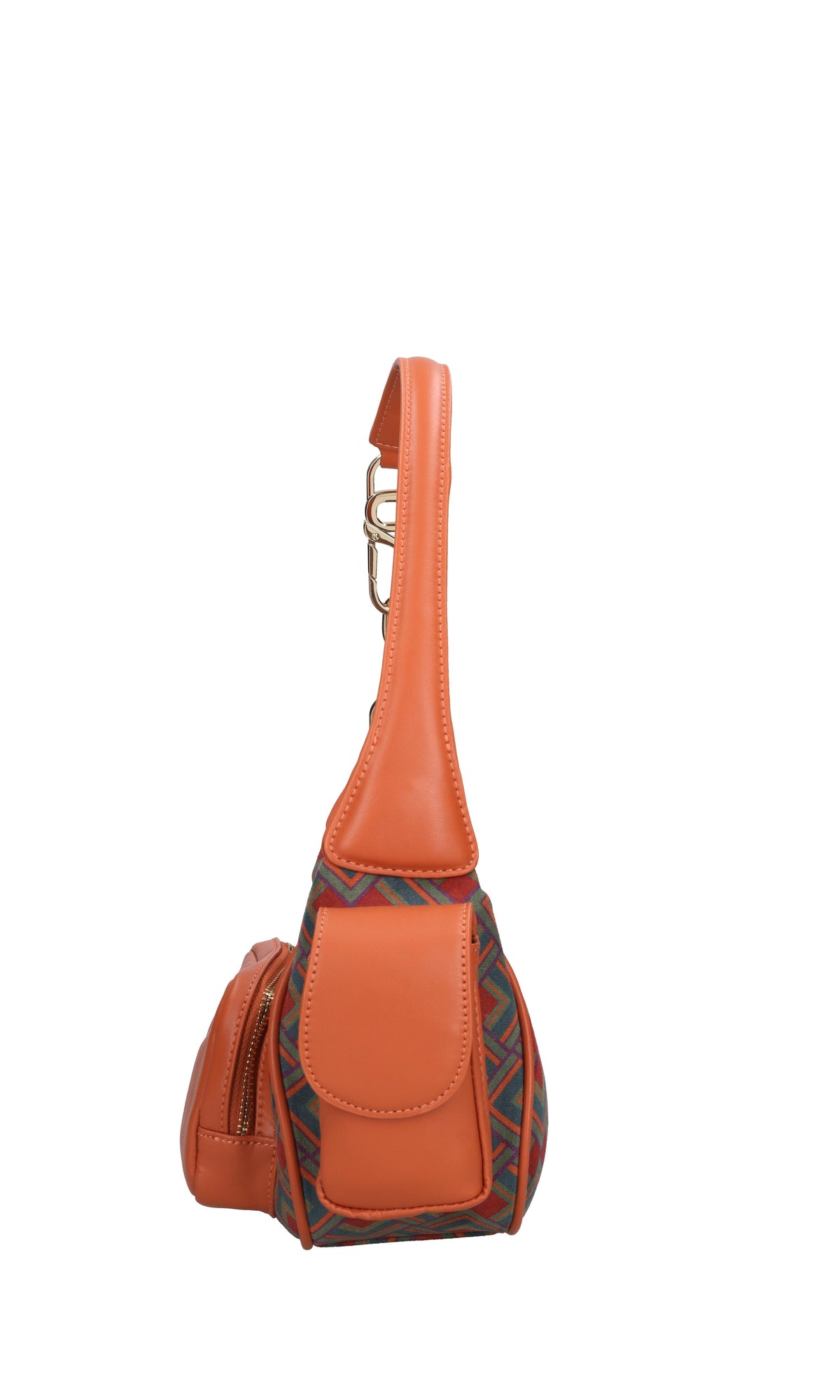 Borsa in pelle e tessuto 