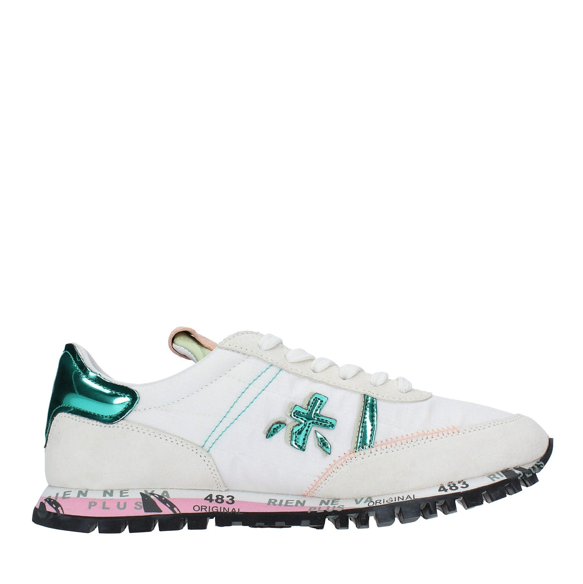 Sneakers in camoscio e tessuto 