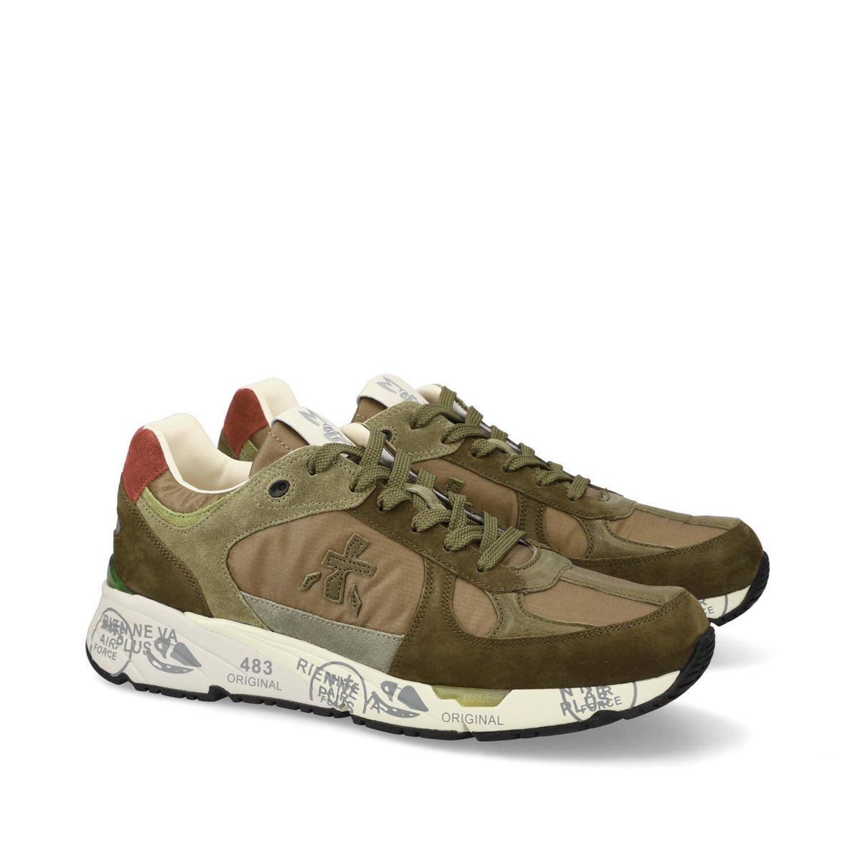 Sneakers in camoscio pelle e tessuto 