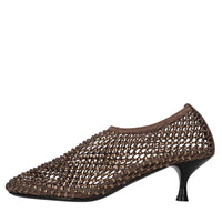 Décolleté Connie in pelle tessuto e strass 