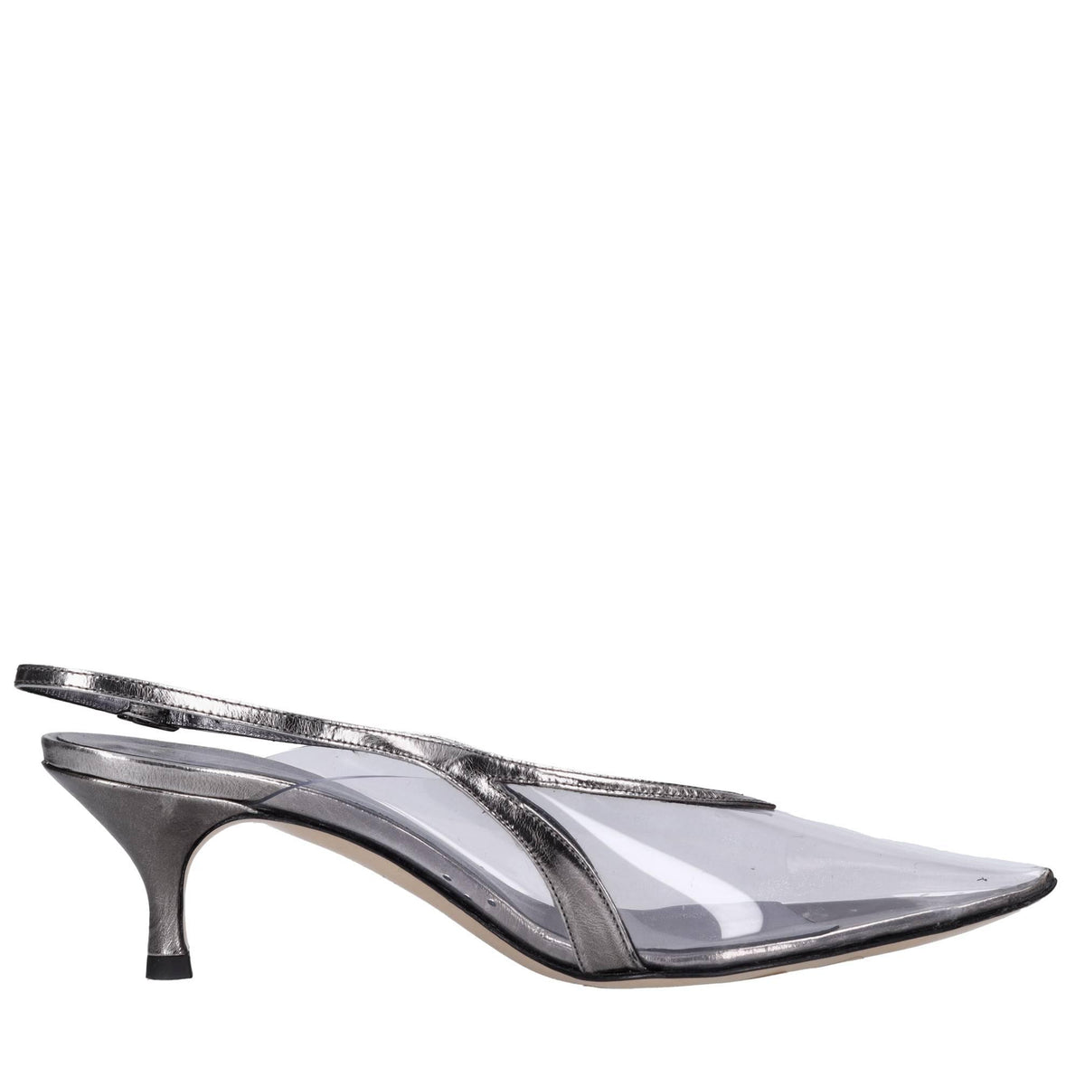 Décolleté slingback in plexi e pelle 