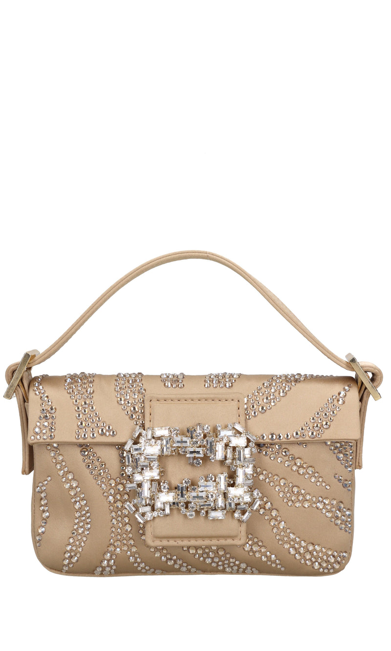 Borsa mini Habib in raso e strass 