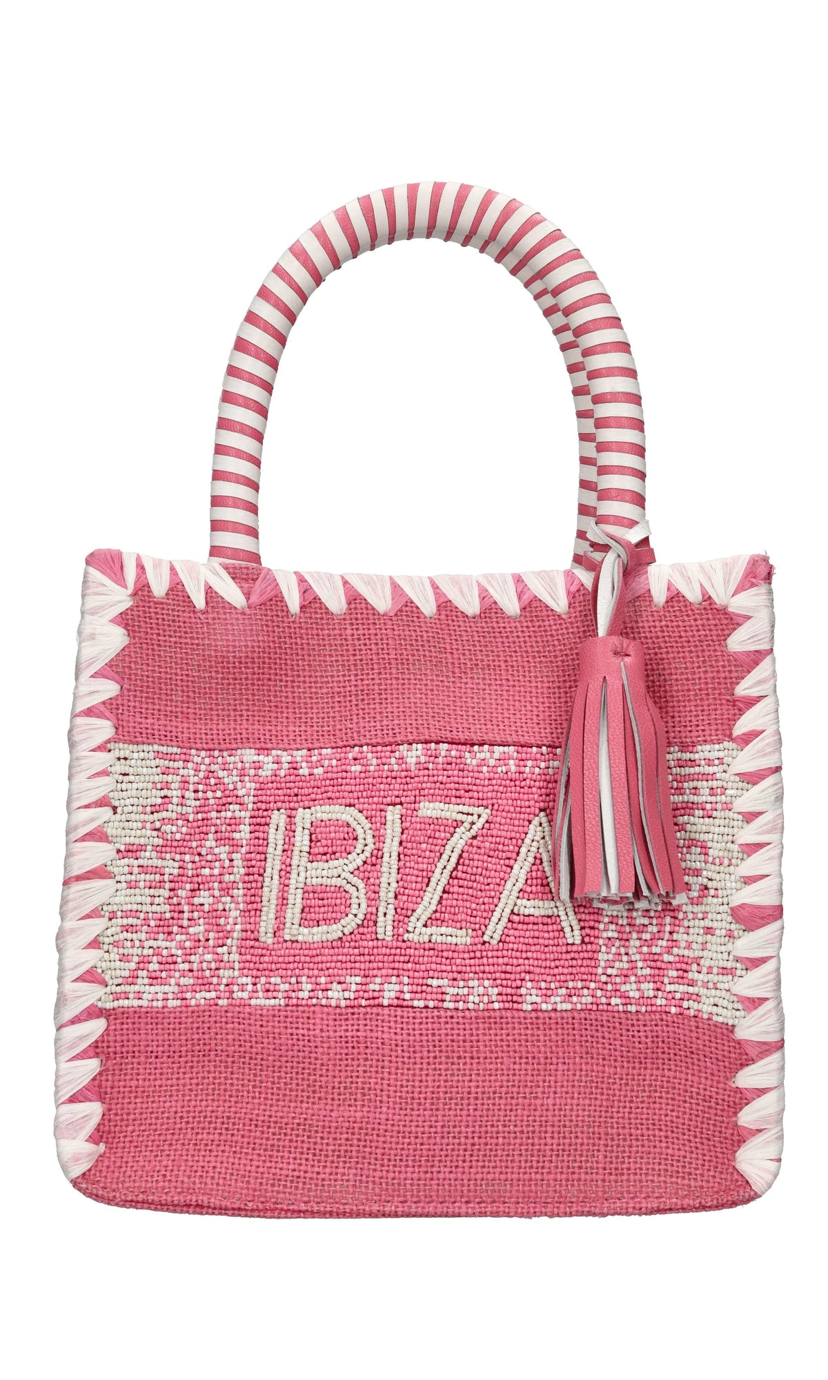 Borsa in juta,perline e pelle 