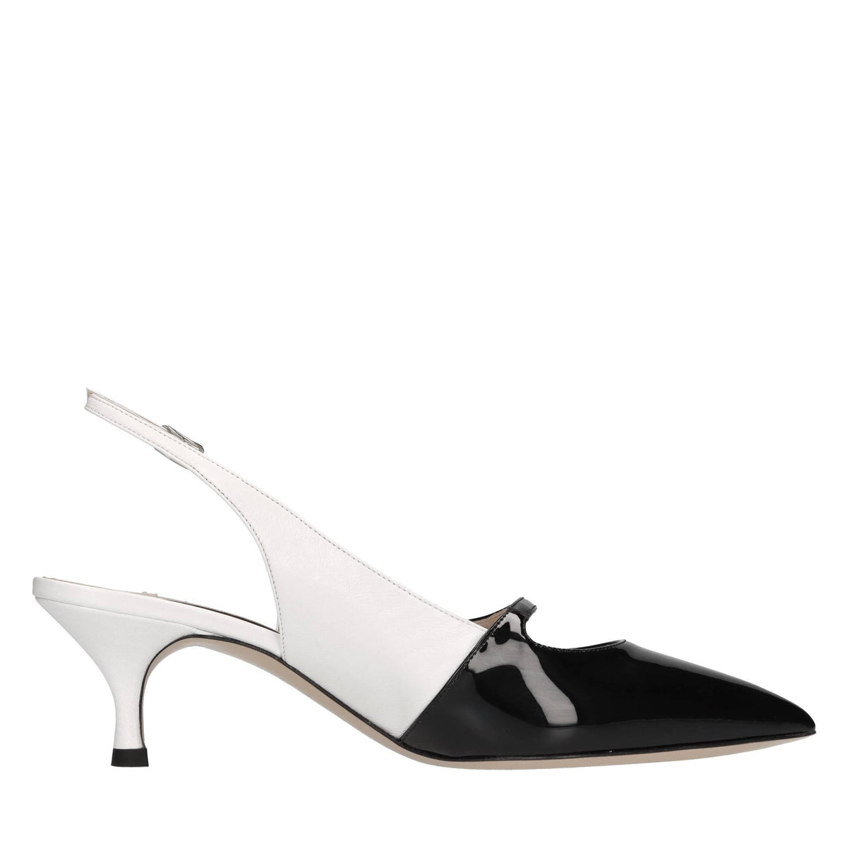 Décolleté slingback in pelle e vernice 