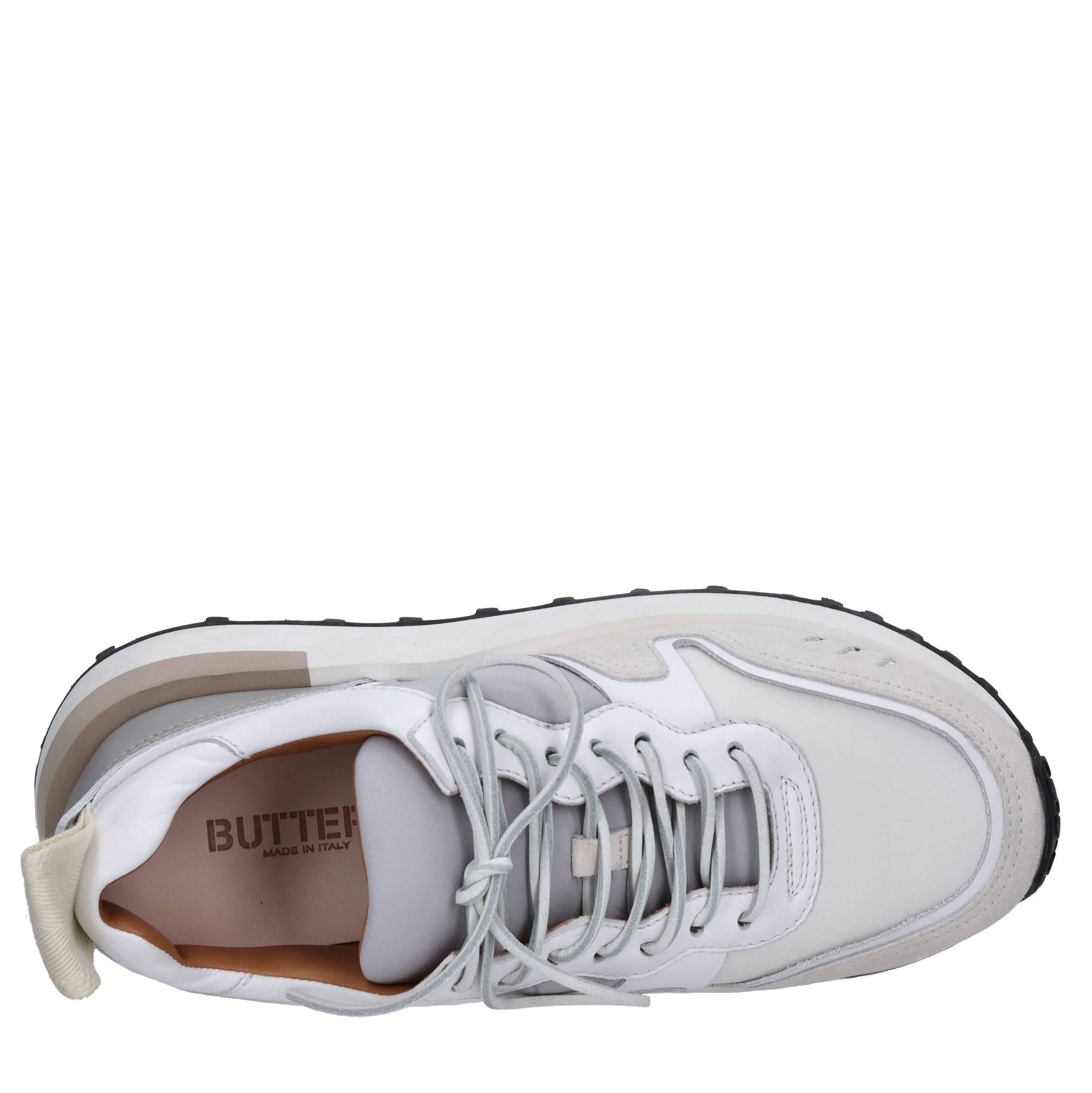 Sneakers in pelle e tessuto 