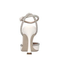 Décolleté slingback in pelle e microstrass 