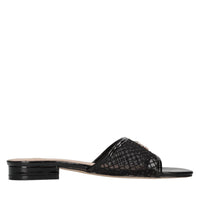 Mules in ecopelle, rete in tessuto e strass 