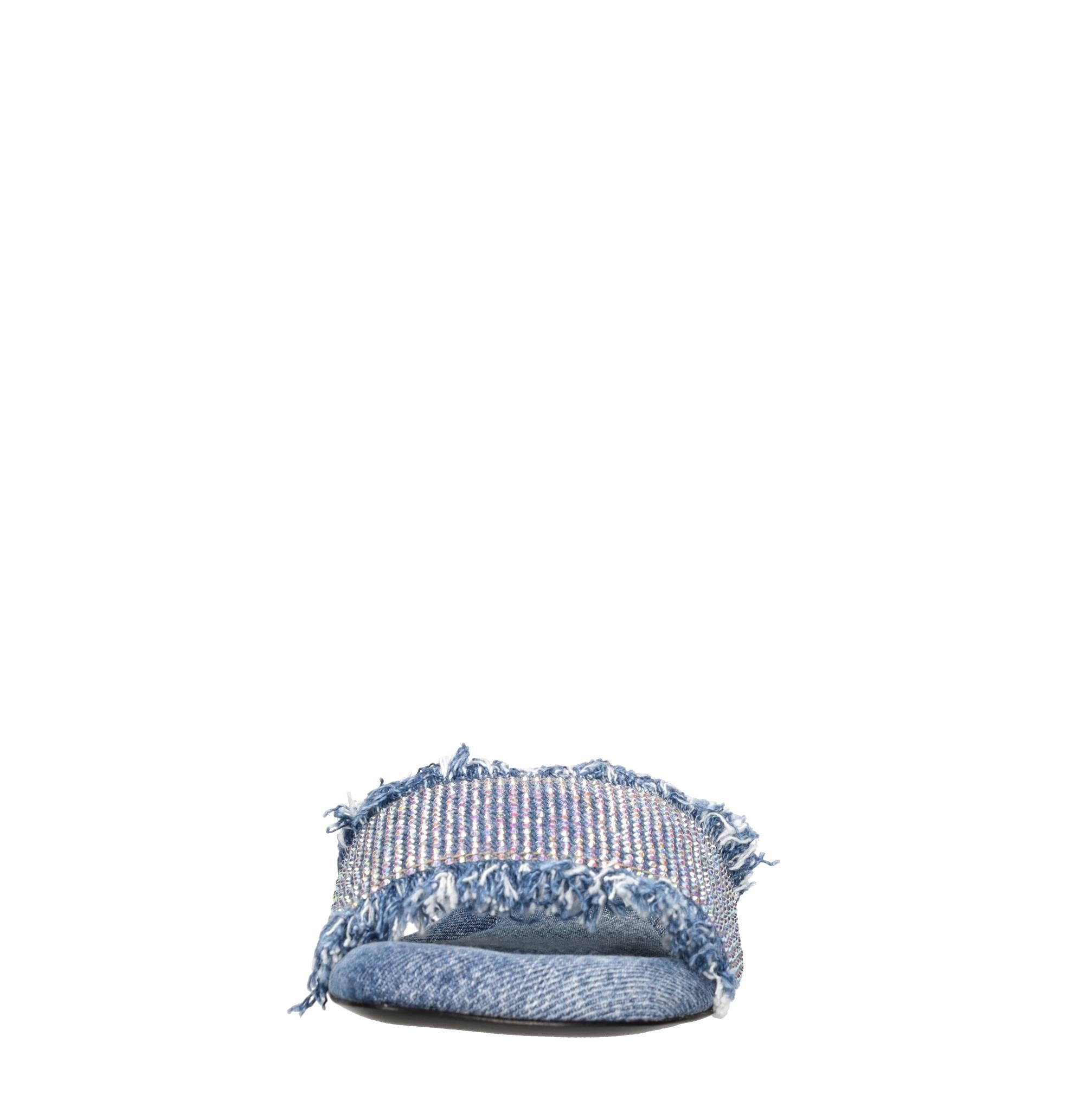 Mules in tessuto e strass 